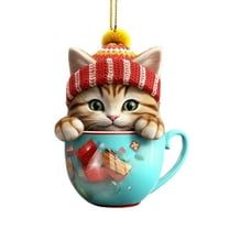 HomeDM Cat Christmas Ornament Cartoon Cats Christmas Tree Decor Cute Christmas Pendant for Home Window Xmas Tree Hanging Holiday Decoration, Gift for Cat Lovers