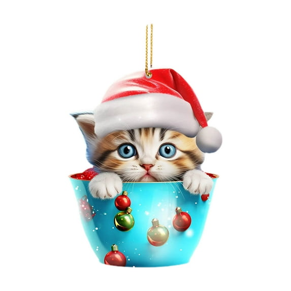 HomeDM Cat Christmas Ornament Cartoon Cats Christmas Tree Decor Cute Christmas Pendant for Home Window Xmas Tree Hanging Holiday Decoration, Gift for Cat Lovers
