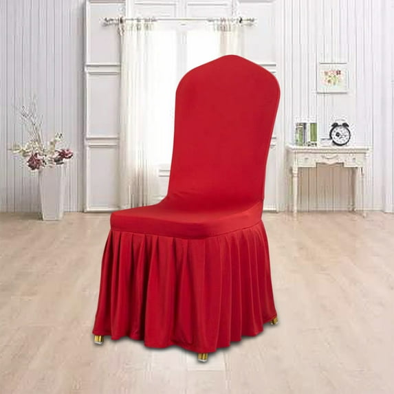 HomeDM Chair Covers for Dining Room - Wine Washable Chair Slipcovers with Skirt for Kitchen Seat Protectors Wedding Hotel Ceremony Banquet Decor