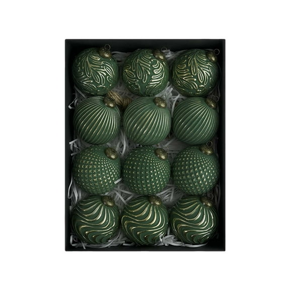 HomeDM Christmas Balls 12Pcs Green Shatterproof Ornaments Balls 8cm/3.15" Christmas Tree Hanging Pendant for Holiday Wedding Party Home Decor
