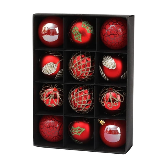 HomeDM Christmas Balls 12Pcs Red Shatterproof Ornaments Balls 6cm/2.36" Christmas Tree Hanging Pendant for Holiday Wedding Party Home Decor