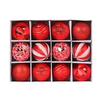 HomeDM Christmas Balls 12Pcs Red Shatterproof Ornaments Balls 6cm/2.36" Christmas Tree Hanging Pendant for Holiday Wedding Party Home Decor
