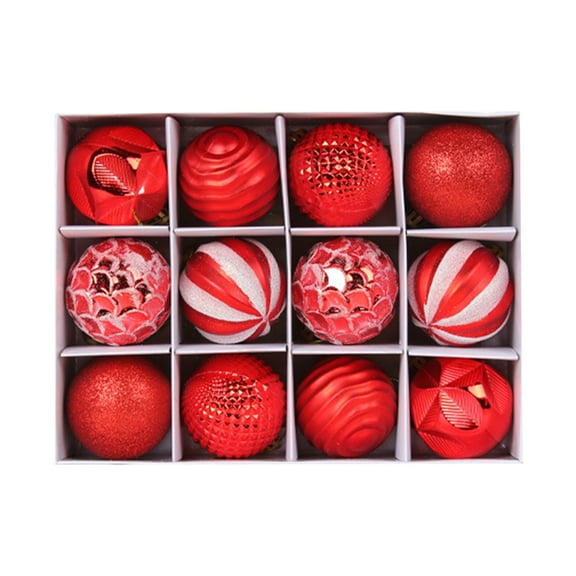 HomeDM Christmas Balls 12Pcs Red Shatterproof Ornaments Balls 6cm/2.36" Christmas Tree Hanging Pendant for Holiday Wedding Party Home Decor