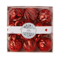 HomeDM Christmas Balls 18Pcs Red Shatterproof Ornaments Balls Assorted Christmas Tree Hanging Pendant for Holiday Wedding Party Home Decor