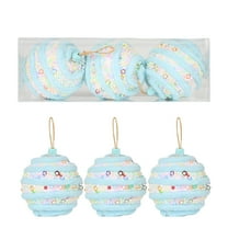 HomeDM Christmas Balls 3Pcs Blue Shatterproof Ornaments Balls 8cm/3.15" Christmas Tree Hanging Pendant for Holiday Wedding Party Home Decor