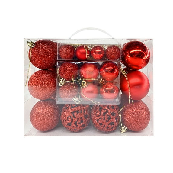 HomeDM Christmas Balls 50Pcs Red Shatterproof Ornaments Balls Assorted Christmas Tree Hanging Pendant for Holiday Wedding Party Home Decor