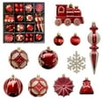 thumbnail image 1 of HomeDM Christmas Balls 60Pcs Red Shatterproof Ornaments Balls Assorted Christmas Tree Hanging Pendant for Holiday Wedding Party Home Decor, 1 of 5
