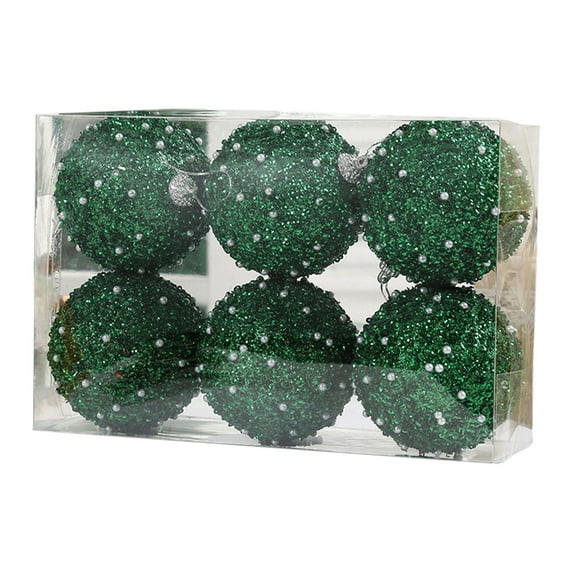 HomeDM Christmas Balls 6Pcs Green Shatterproof Ornaments Balls 8cm/3.15" Christmas Tree Hanging Pendant for Holiday Wedding Party Home Decor