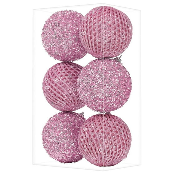 HomeDM Christmas Balls 6Pcs Purple Shatterproof Ornaments Balls 10cm/3.94" Christmas Tree Hanging Pendant for Holiday Wedding Party Home Decor