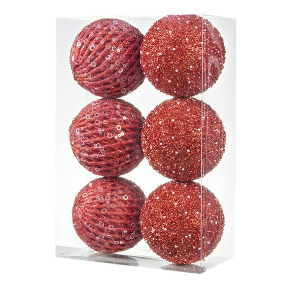 HomeDM Christmas Balls 6Pcs Red Shatterproof Ornaments Balls 10cm/3.94" Christmas Tree Hanging Pendant for Holiday Wedding Party Home Decor