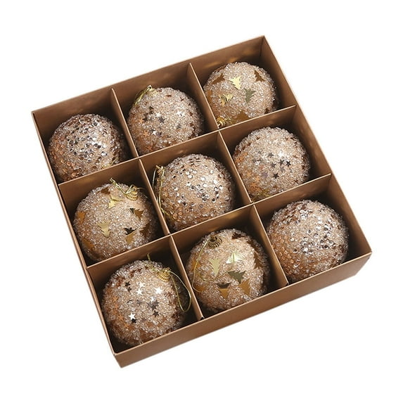 HomeDM Christmas Balls 9Pcs Gold Shatterproof Ornaments Balls 8cm/3.15" Christmas Tree Hanging Pendant for Holiday Wedding Party Home Decor