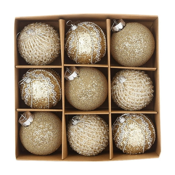 HomeDM Christmas Balls 9Pcs Gold Shatterproof Ornaments Balls 8cm/3.15" Christmas Tree Hanging Pendant for Holiday Wedding Party Home Decor