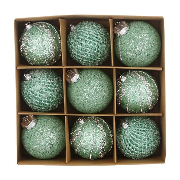HomeDM Christmas Balls 9Pcs Green Shatterproof Ornaments Balls 8cm/3.15" Christmas Tree Hanging Pendant for Holiday Wedding Party Home Decor