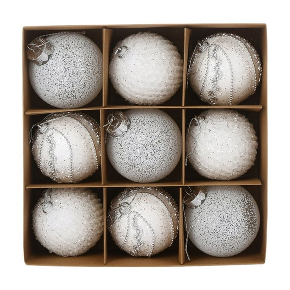 HomeDM Christmas Balls 9Pcs White Shatterproof Ornaments Balls 8cm/3.15" Christmas Tree Hanging Pendant for Holiday Wedding Party Home Decor