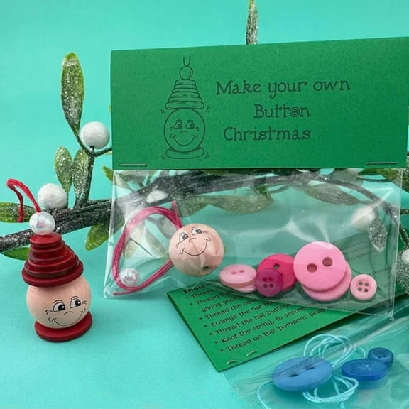 HomeDM Christmas Button Ornament Making Set Christmas Snowman Craft Buttons Kit Holiday Decorations Xmas Tree Hanging Pendant Button Xmas Ornament