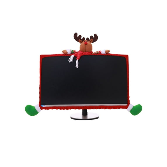 HomeDM Christmas Computer Monitor Border Cover TV Monitor Cover Elastic Laptop Computer Cover for Xmas Home Office Computer Decoration