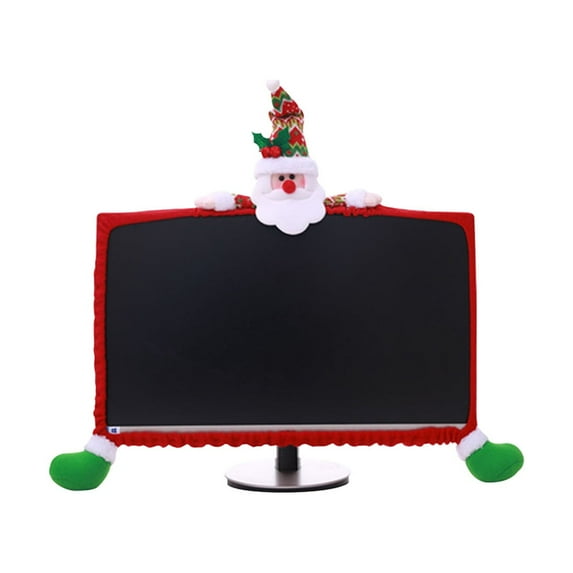 HomeDM Christmas Computer Monitor Border Cover TV Monitor Cover Elastic Laptop Computer Cover for Xmas Home Office Computer Decoration