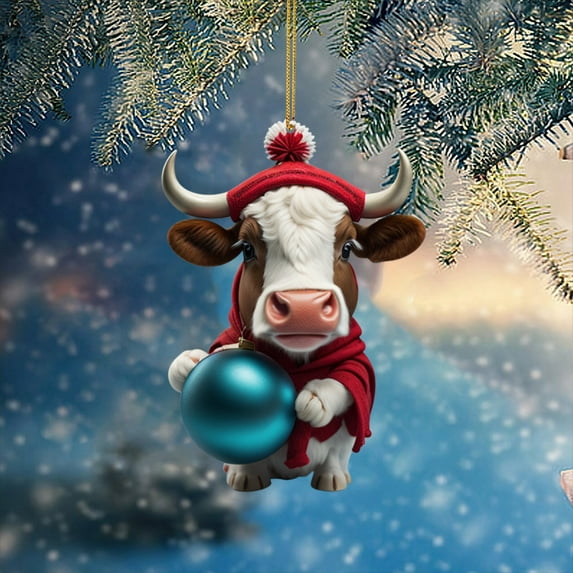 HomeDM Christmas Decorations Cute Cartoon Animal Decorative Hanging Ornament Christmas Tree Ornament Lovely Animal Home Decor Acrylic Pendants Christmas Tree Decorations