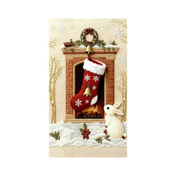 HomeDM Christmas Door Banner - 71×35 Inch Christmas Door Cover Decorations Xmas Tree Pattern Fireplace Front Door Backdrop Window Cover