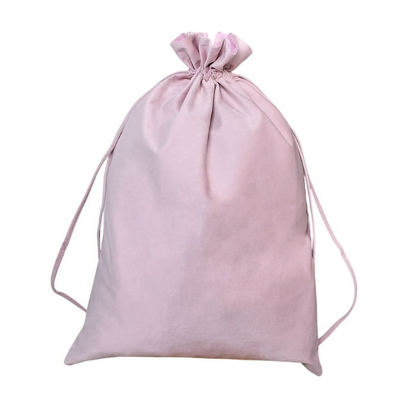 HomeDM Christmas Drawstring Gift Bags Solid Color Reusable Christmas Storage Bags for Gifts Wrapping Xmas Fabric Goody Gift Sacks Holiday Party Pink