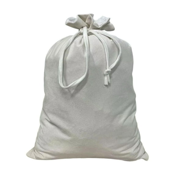 HomeDM Christmas Drawstring Gift Bags Solid Color Reusable Christmas Storage Bags for Gifts Wrapping Xmas Fabric Goody Gift Sacks Holiday Party White