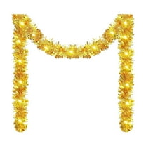 HomeDM Christmas Garlands with LED Lights 196.8" Artificial Hanging Vines Faux Greenery Garlands for Christmas Holiday Stairs Table Fireplace Wedding Part Home Decor Gold