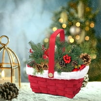 HomeDM Christmas Gift Baskets, Empty Handmade Woven Baskets with Handle for Xmas Holiday Party Decor Candy Chocolate Storage Container