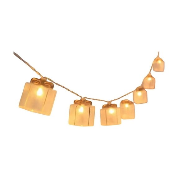 HomeDM Christmas Gift Box String Lights 5ft 10 LED Christmas Decoration Lights Battery Operated String Lights for Christmas Tree Fireplace Stairs Party Decor