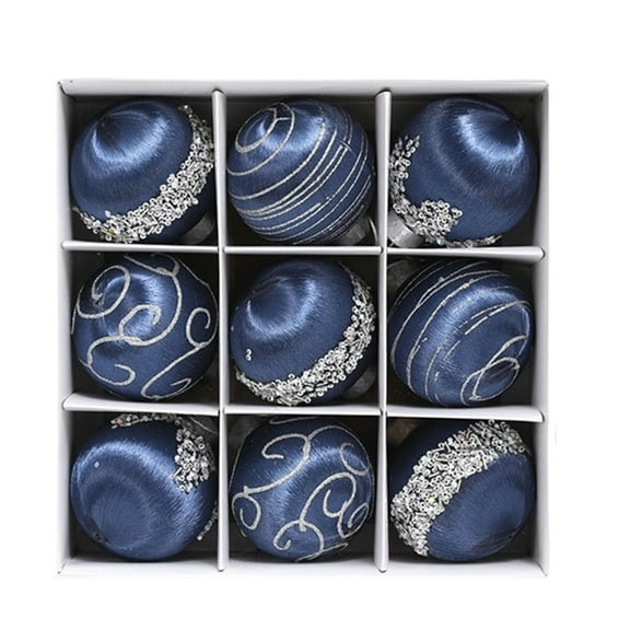 HomeDM Christmas Ornaments 9Pcs Shatterproof Plastic Balls for Xmas Tree Decor, 3.14" Blue Xmas Balls Ornaments Decoration for Christmas Tree Hanging Ball for Wedding Party