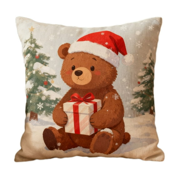 HomeDM Christmas Pillow Covers 18''x18'' Christmas Pattern Soft Pillow Covers for Sofa Living Room Couch Christmas Holiday Home Decor Valentines's Day
