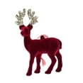 thumbnail image 1 of HomeDM Christmas Reindeer Tabletop Ornaments, Artificial Animal Crafts, Red Flocking Plastic Reindeer Statue Decorative for Table Centerpiece Xmas Party, 1 of 6