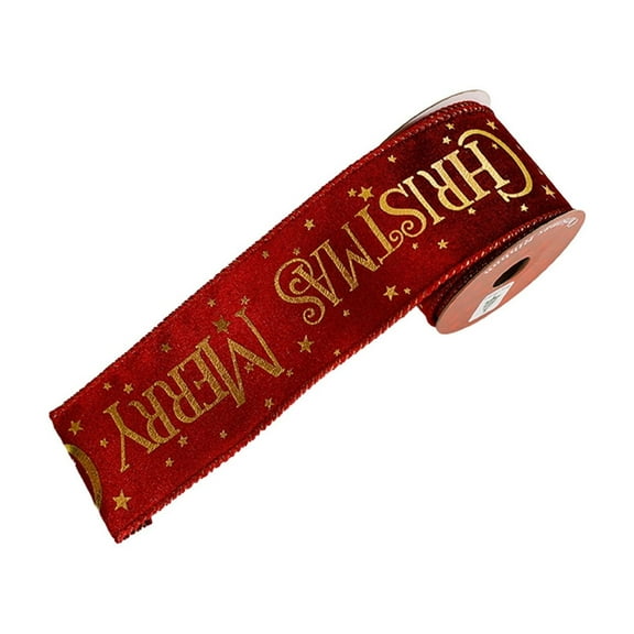 HomeDM Christmas Ribbon 2.48" x 3Yards Red Ribbon for Gift Wrapping Bowknots Christmas Tree Xmas Holiday Decorations 1 Roll