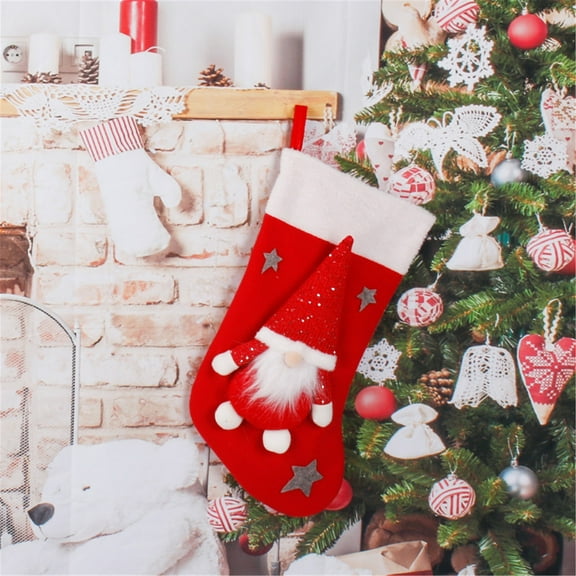 HomeDM Christmas Stockings Decoration Snowflakes Stocking Candy Gift Bag Holders Xmas Tree Stocking Ornaments for Kids Xmas Tree Home Garden Family Fireplace Decorations