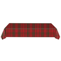 HomeDM Christmas Tablecloth 108 x 54 Inch Plaid Polyester Washable Table Cover for Christmas Party Picnic Dinner Decor Red and Green Checkered Rectangle Table Cover Christmas Party Supplies