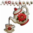 thumbnail image 1 of HomeDM Christmas Teapot Ornament 2D Acrylic Christmas Tree Hanging Pendant Gift for Tea Lovers Xmas Tea Cups and Pot for for Tree Holiday Party Festive Decor, 1 of 3