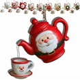 thumbnail image 1 of HomeDM Christmas Teapot Ornament 2D Acrylic Christmas Tree Hanging Pendant Gift for Tea Lovers Xmas Tea Cups and Pot for for Tree Holiday Party Festive Decor, 1 of 3