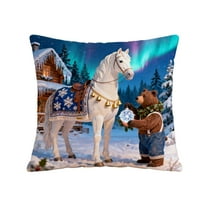 HomeDM Christmas Throw Pillow Covers 18x18 Inch Soft Pillow Covers for Sofa Living Room Couch Winter Holiday Throw Cushion Case for Christmas Valentines's Day