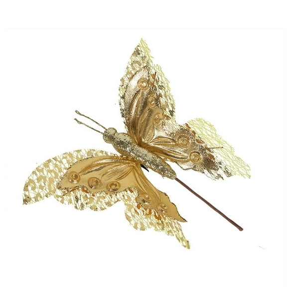 HomeDM Christmas Tree Butterfly Decor, Artificial 3D Butterfly Hollow Out Christmas Ornament for Xmas Tree Wedding Wreath Garland Party Decorations