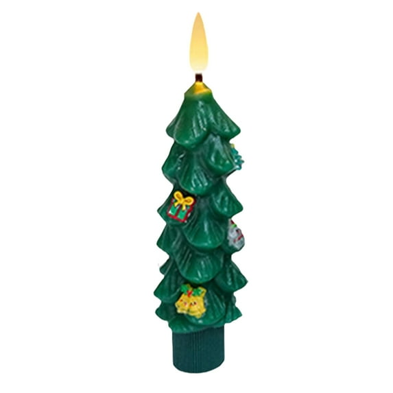 HomeDM Christmas Tree Flameless Taper Candles, LED Flameless Candles with Remote Timer for Christmas Party Xmas Fireplace Holiday Home Decor Gifts Green