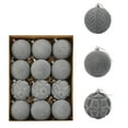 thumbnail image 1 of HomeDM Christmas Velvet Ball Ornaments 12Pcs Flocked Xmas Tree Shatterproof Hanging Balls Gray 8cm/3.15" Christmas Balls for Wedding Party Tree Wreath Holiday Decor, 1 of 6