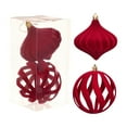thumbnail image 1 of HomeDM Christmas Velvet Balls Ornaments, 2Pcs Red 10cm/3.94" Hanging Pendant for Xmas Tree Wreath Wedding Holiday Party Decor Shatterproof Plastic Flocked Christmas Decorations Balls, 1 of 6