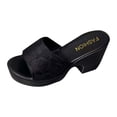 thumbnail image 1 of HomeDM Chunky Platform Sandals for Women Slip on Round Open Toe Block Heel Summer Sandals, Black Size 9, 1 of 9