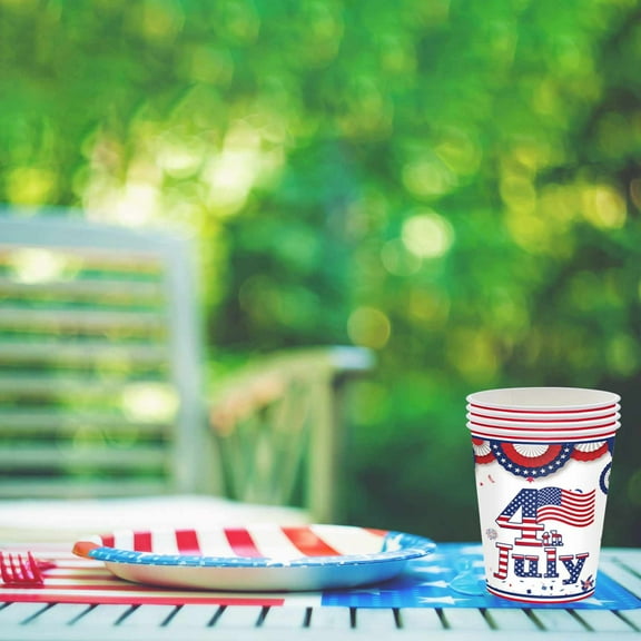 HomeDM American Flag Patriotic Party Plates and Napkins Forks Supplies, Disposable Tableware Paper Set for Veterans Day, Election Day, 4th of July, Independence Day Decorations