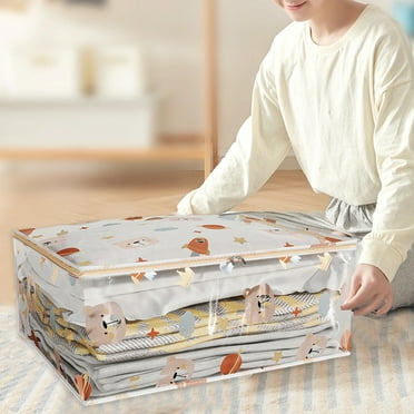 HomeDM Clearance! Comforters Storage Bags Blanket Clothes Organization and Storage Containers for Comforters,Bedding, Stackable Organizer with Reinforced Handle, Sturdy Zippers