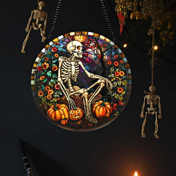 HomeDM Halloween Door Wreath Farmhouse Halloween Wreath for Front Door Decorations Indoor Outdoor Party Decor