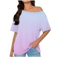 thumbnail image 1 of HomeDM Cold Shoulder Short Sleeve Tops Summer Loose Fit Shirts for Women Casual Vacation Tees Blouses S-2XL, 1 of 6