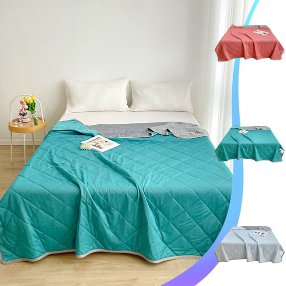 HomeDM Cooling Comforter for Summer - 59"x39" Soft Lightweight Bedspread Comforter, Thin Bedding Quilt, All Season Summer Spring, Green