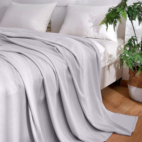 HomeDM Cooling Throw Blanket for Hot Sleepers, 39"x35" Thin Lightweight Blanket for Sofa Couch Bed, All Season Use, Gray