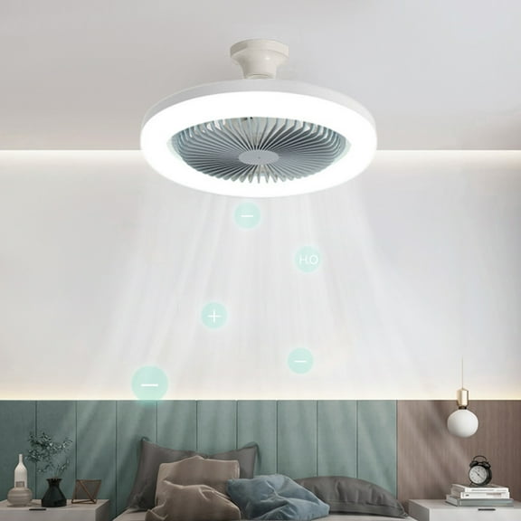HomeDM E27 Ceiling Fan with Lights, Mini 10 Inch Enclosed Low Profile Fan Light, Ceiling Light Summer Gift for Bedroom Dormitory