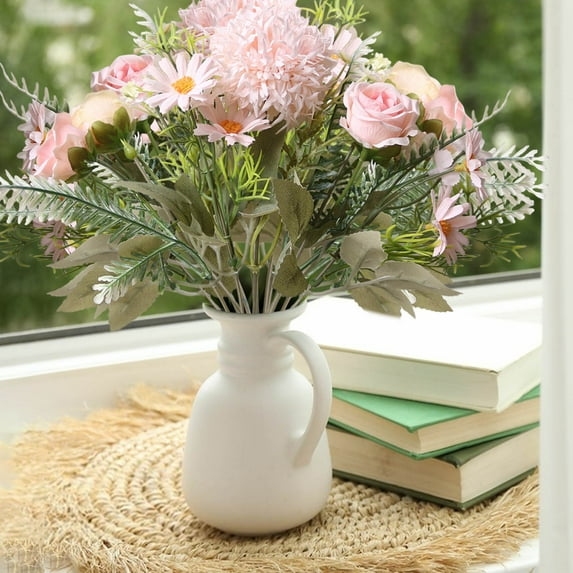 HomeDM Fake Flowers Faux Flowers for Home Decor, Indoor Centerpiece for Living Room Dining Table